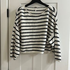 Free People black and white striped cropped sweater size xs